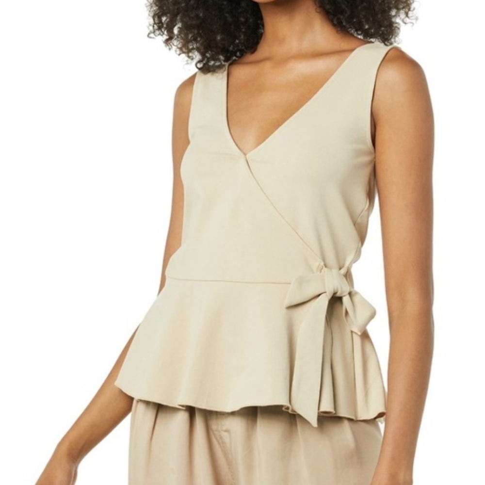 Sleeveless Cream Wrap Top